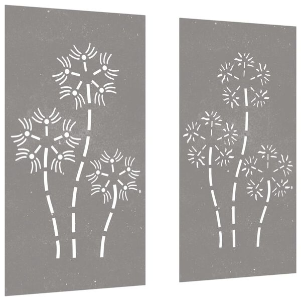 vidaXL udend&oslash;rs v&aelig;gdekoration 2 dele 105x55 cm blomster cortenst&aring;l