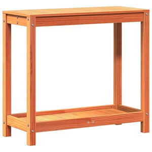 vidaXL plantebord med hylde 82,5x35x75 cm massivt fyrretr&aelig; gyldenbrun