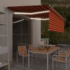 vidaXL markise m. gardin+LED+vindsensor 4,5x3 m automatisk orange/brun