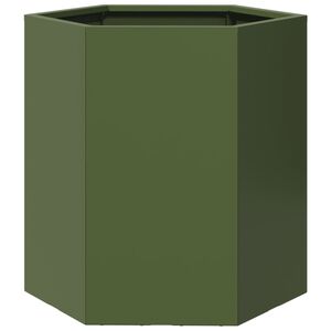 vidaXL plantekasse 46x40x45 cm sekskantet st&aring;l olivengr&oslash;n