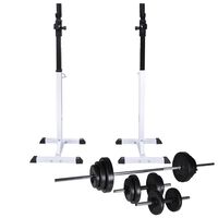 vidaXL vægtstang- og squat-stativ med vægtstang- og håndvægtsæt 30,5kg