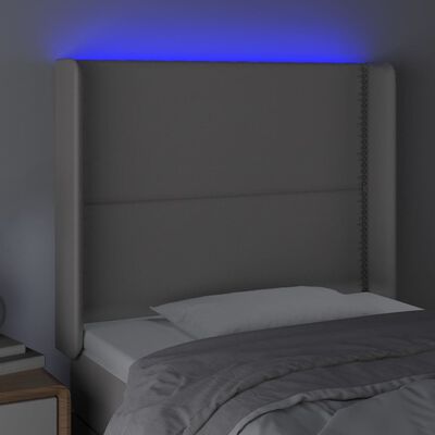 vidaXL sengegavl med LED-lys 103x16x118/128 cm kunstlæder grå