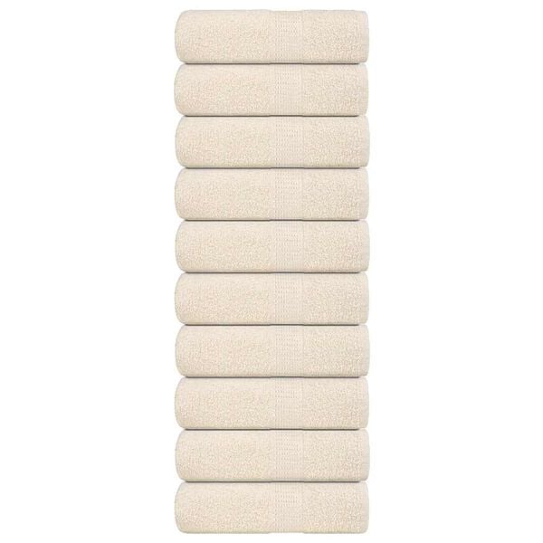 vidaXL vaskehåndklæder FROGN 10 stk. cremefarvet 30x30 cm 360 gsm
