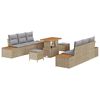 vidaXL Havesofa S&aelig;t med pude 9 pcs Beige og lys gr&aring;