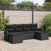 vidaXL Havesofa S&aelig;t med pude 6 pcs Sort Poly rattan