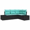 vidaXL Havesofa S&aelig;t 4 stk. Sort og turkis polyrattan