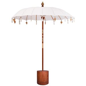 vidaXL Balinesisk parasol med fod Rund 190 x 190 x 295 cm