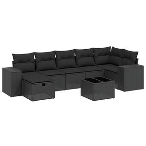 vidaXL sofas&aelig;t til haven 8 dele med hynder polyrattan sort