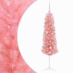 vidaXL Kunstigt slankt juletr&aelig; med julekugle 150 cm 150 LED'er