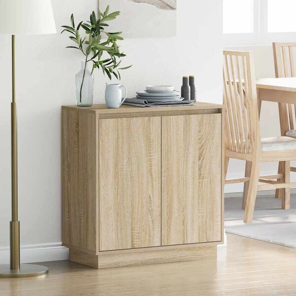 vidaXL LED Sideboard Sonoma eg 71 x 34,5 x 75 cm Konstrueret tr&aelig;
