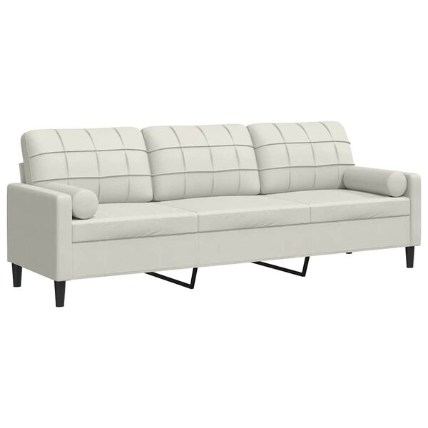 vidaXL 3-personers sofa med pyntepuder 210 cm velour cremefarvet