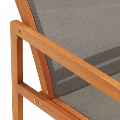 vidaXL havestol med fodskammel massivt eukalyptustræ textilene grå
