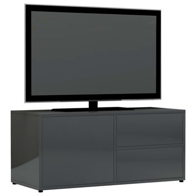 vidaXL tv-bord 80x34x36 cm konstrueret træ grå højglans