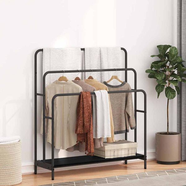 vidaXL T&oslash;jstativ med hylde Sort eg 90 x 30 x 100,5 cm Konstrueret tr&aelig;