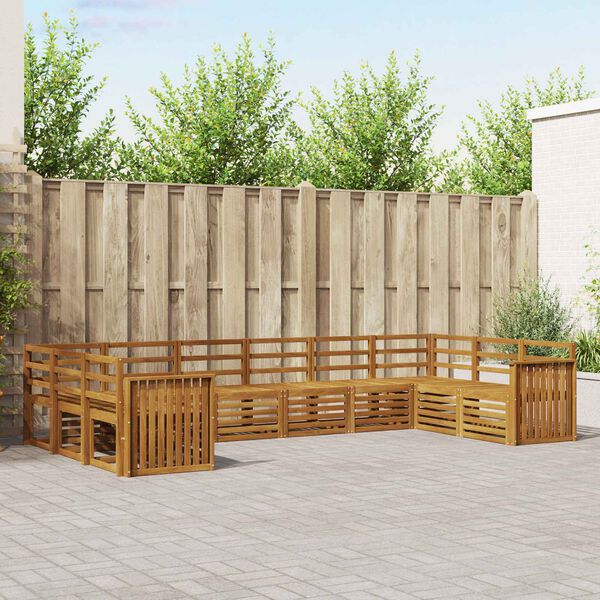 vidaXL Sofas&aelig;t 10 pcs Naturfarvet Massivt Akacietr&aelig;