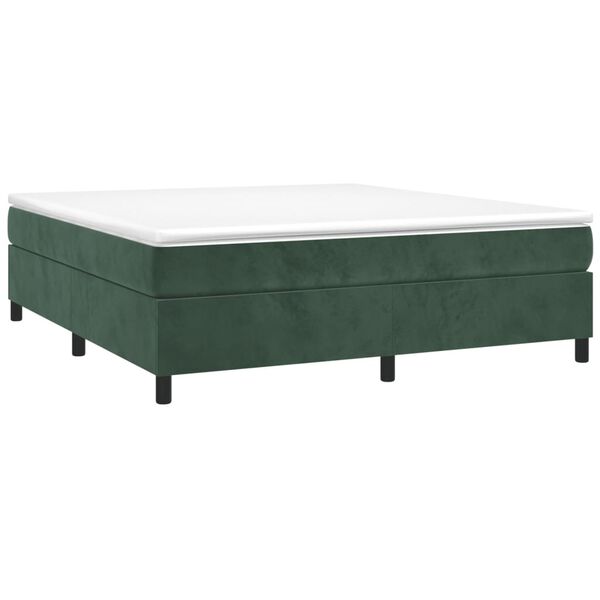 vidaXL Boxspring sengeramme Mørkegrøn 160x200 cm Fløjl