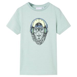 T-shirt til b&oslash;rn str. 104 striber lys mintgr&oslash;n