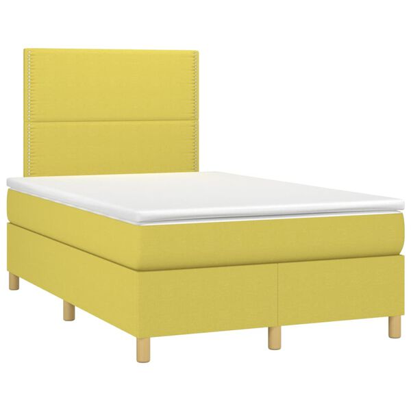 vidaXL kontinentalseng med LED-lys 120x200 cm stof gr&oslash;n