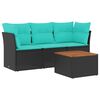 vidaXL sofas&aelig;t til haven 4 dele med hynder polyrattan sort
