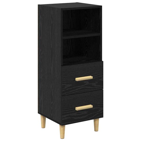 vidaXL Sideboard med skuffe Sort eg 34 x 34.5 x 90 cm Konstrueret tr&aelig;