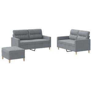 vidaXL sofas&aelig;t 3 dele med hynder stof lysegr&aring;