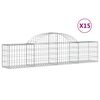 vidaXL buede gabionkurve 15 stk. 200x30x40/60 cm galvaniseret jern
