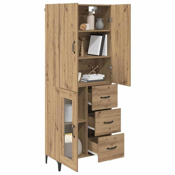 vidaXL Highboard Artisan Egetr&aelig; 69,5 x 34 x 180 cm Konstrueret tr&aelig;