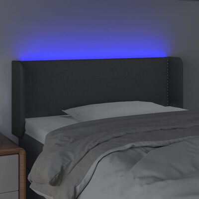 vidaXL sengegavl med LED-lys 83x16x78/88 cm stof mørkegrå