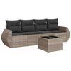 vidaXL sofas&aelig;t 5 dele med hynder polyrattan lysegr&aring;
