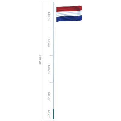 vidaXL hollandsk flag og stang 6,2 m aluminium