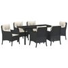 vidaXL Have Spisebordss&aelig;t 7 stk. Sort polyrattan