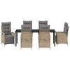 vidaXL Have Spisebordss&aelig;t med pude 7 pcs Beige polyrattan