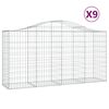 vidaXL buede gabionkurve 9 stk. 200x50x100/120 cm galvaniseret jern