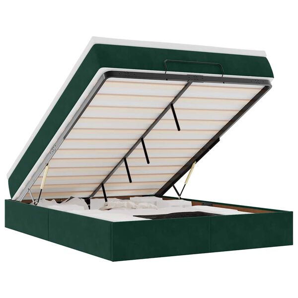 vidaXL osmannisk sengeramme med madras 140x200 cm fl&oslash;jl m&oslash;rkegr&oslash;n