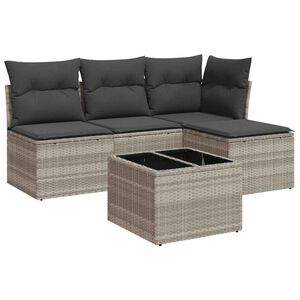 vidaXL sofas&aelig;t 5 dele med hynder polyrattan lysegr&aring;