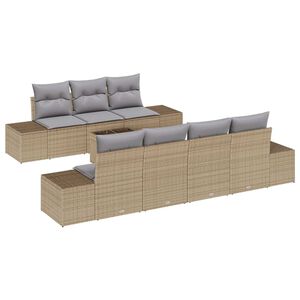 vidaXL Havesofa S&aelig;t med pude 8 pcs Beige polyrattan