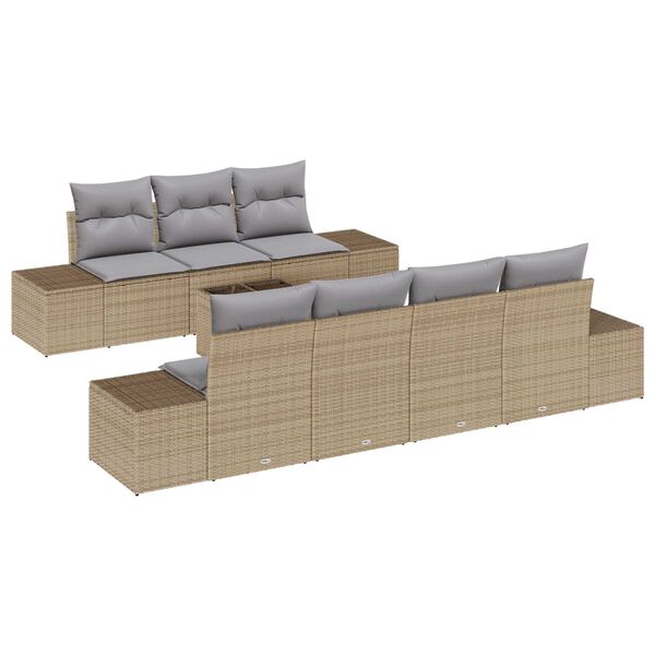 vidaXL Havesofa Sæt med pude 8 pcs Beige polyrattan