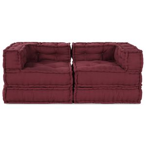 vidaXL Modulssofa Enhed 2 pcs Bordeaux 140 x 70 x 56 cm Stof
