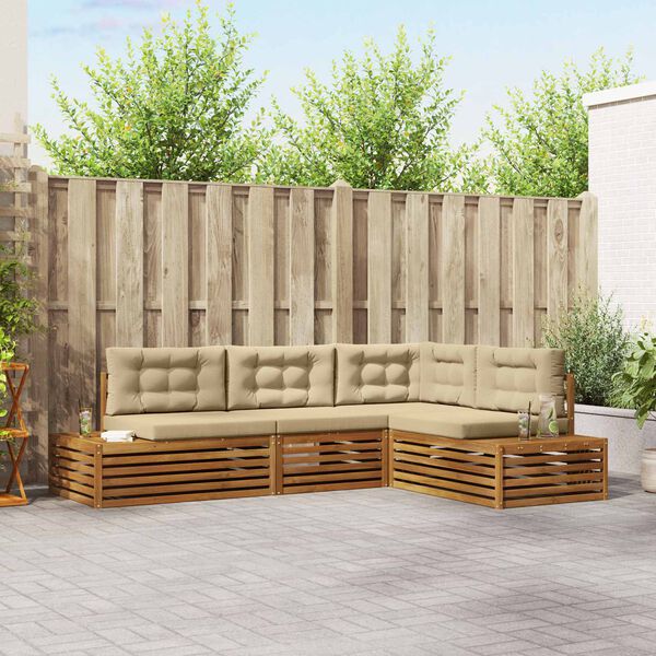 vidaXL Udend&oslash;rs sofagruppe med pude 4 Stk Naturlig og Beige