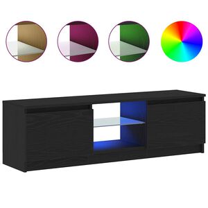 vidaXL tv-bord med LED-lys 120x30x36 cm konstrueret tr&aelig; sort egetr&aelig;