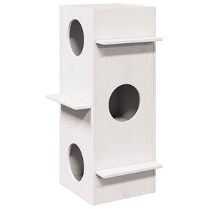 vidaXL kattehus 43x43x90 cm massivt fyrretr&aelig; hvid