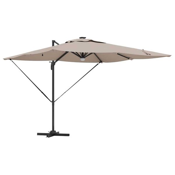 vidaXL Roma Parasol Gråbrun 286 x 285 x 270 cm Aluminium og Polyester