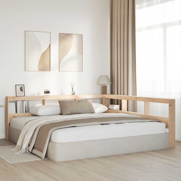 vidaXL bogreol hovedg&aelig;rde L-formet 180 cm massivt fyrretr&aelig;