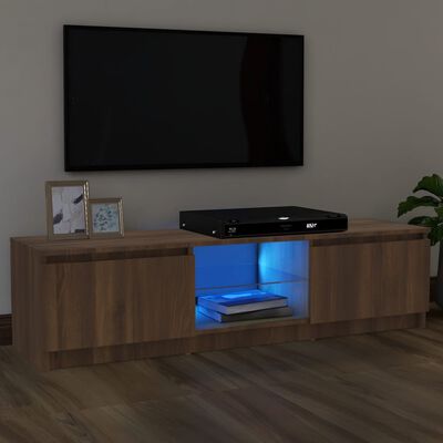 vidaXL tv-bord med LED-lys 120x30x35,5 cm brun eg