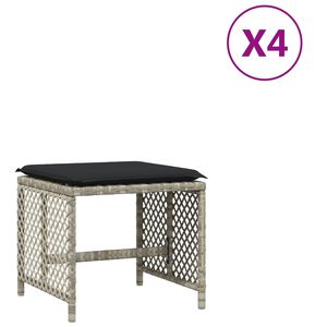 vidaXL haveskamler 4 stk. med hynder 41x41x36 cm polyrattan lysegr&aring;