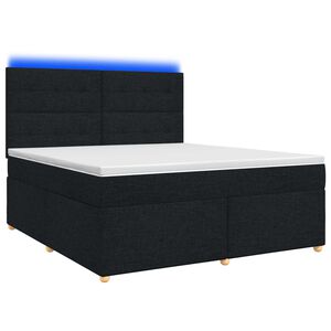 vidaXL Boxmadras med topmadras med hovedg&aelig;rde Sort 140 x 200 cm Stof