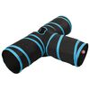 vidaXL 3-vejs kattetunnel 90 cm polyester sort og bl&aring;