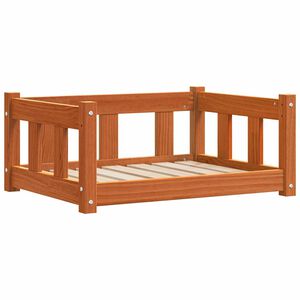 vidaXL Hundeseng Voks brun 65,5 x 50 x 28 cm Massiv fyrretr&aelig;