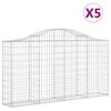 vidaXL buede gabionkurve 5 stk. 200x30x100/120 cm galvaniseret jern