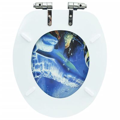 vidaXL toiletsæde med soft close-låg MDF delfindesign
